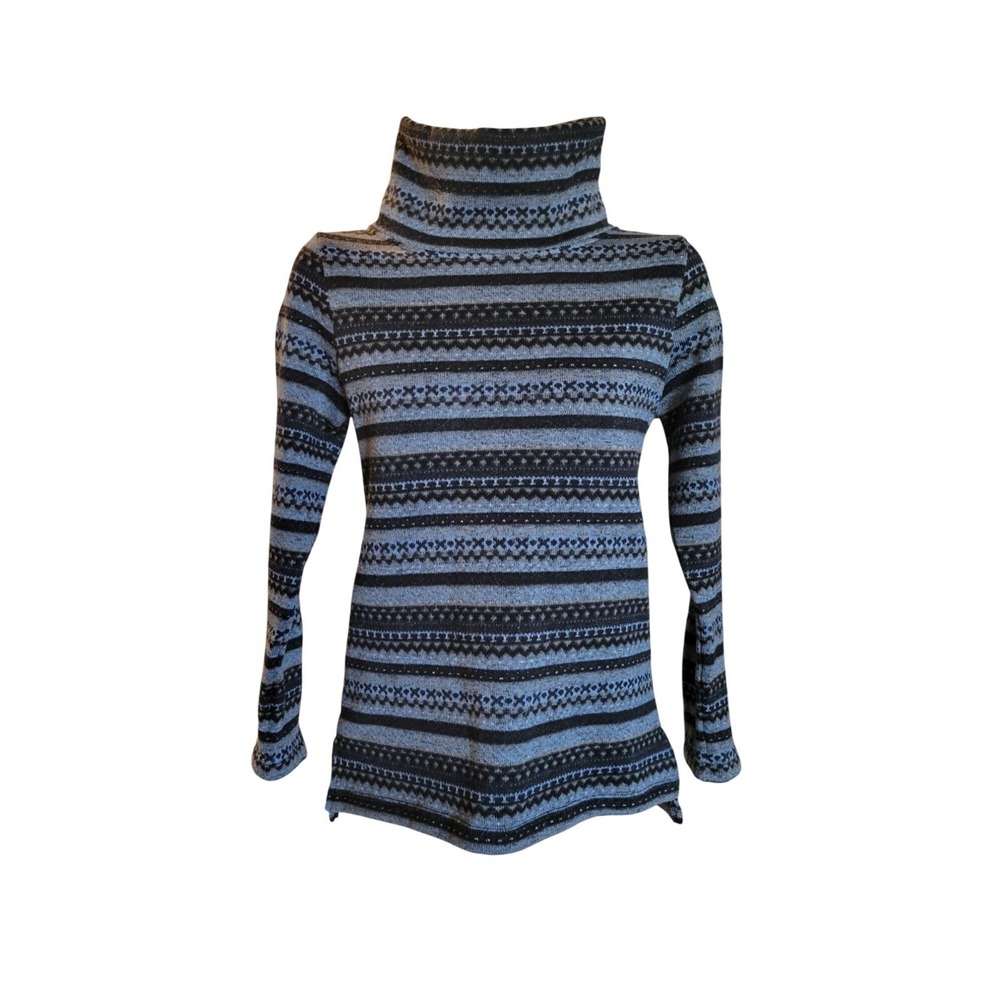 WOOLY BULLY Striped Turtleneck Sweater Womens M fair isle luxury designer winter